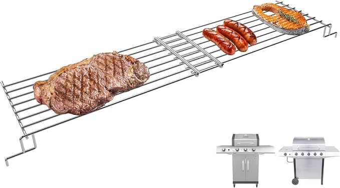 Adjustable Grill Warming Rack for Charbroil Performance 3/4 Burner Grill Replacement Parts 463448021 463365021 463352521 463732623 463354021, Swing Away Grid for Charbroil Grill Accessories