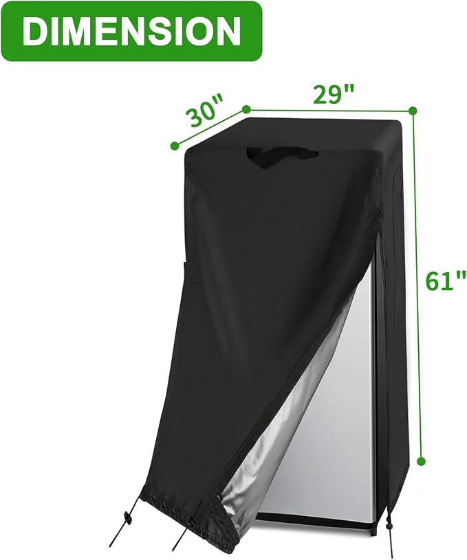 29W Large Refrigerator Cover for Most 12-15 Cu Ft Outdoor Upright Fridge | 29x30x1,Waterproof Dustproof Heavy Duty Oxford Fabric,for Large 12-15 Cubic Feet French Door Fridge/ Full Size Freezer