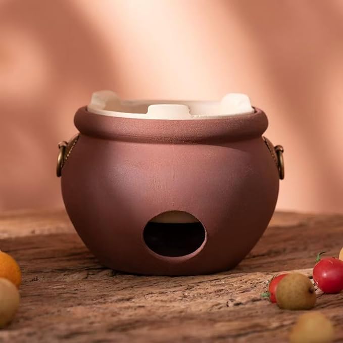Chaozhou Imperial Kiln rare red clay charcoal stove tea set Kung Fu tea stove Outdoor heating stove barbecue oven Pottery stove( Ancient charcoal furnace diameter 16CM* H12CM)