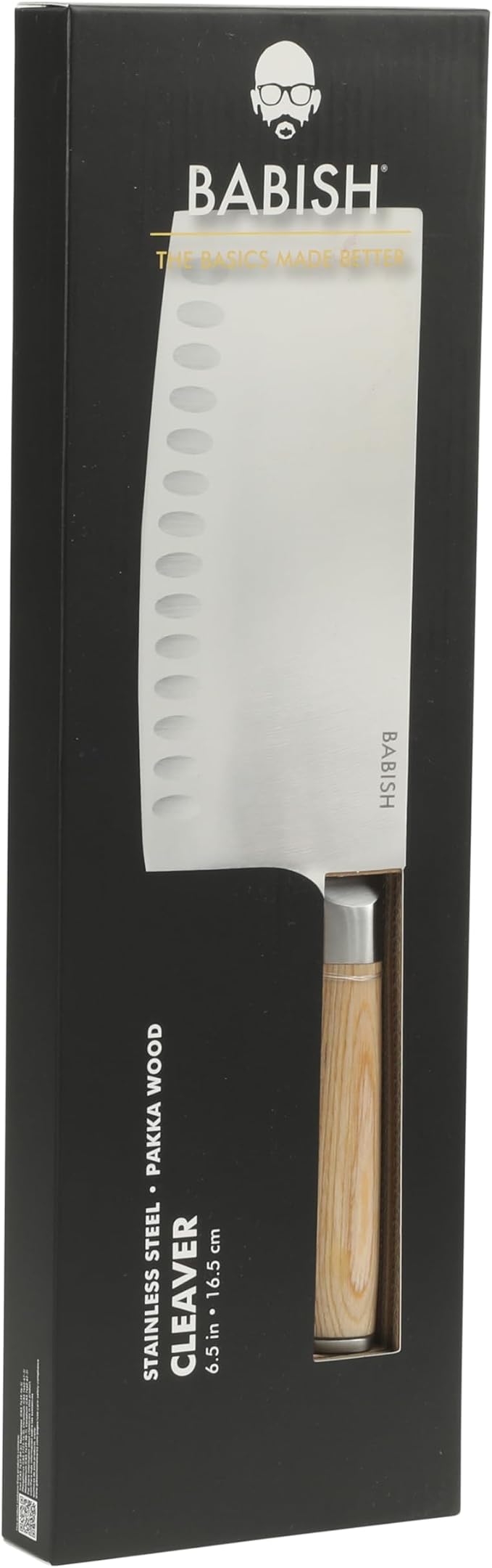 Babish 6.5-Inch Forged Cleaver Knife with Light Pakka Wood Handle – High-Carbon 1.4116 German Steel Full Tang Kitchen Knife for Heavy-Duty Chopping and Slicing