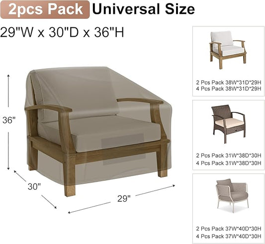 Mrrihand Patio Chair Covers Waterproof , Lounge Deep Seat Cover, Heavy Duty Outdoor Lawn Patio Furniture Covers (29" W x 30" D x 36" H - 2 Pack)