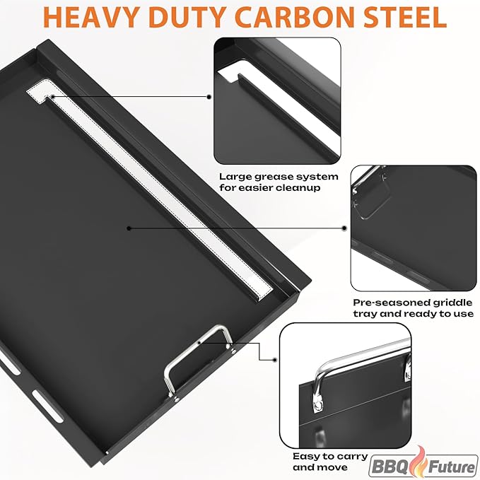 Full Size Griddle Inserts for Weber Spirit 300 Series(2025 Models) and Spirit 200 Series, 7637 Flat Top Grill Part for Weber Spirit E310 E325 EP325(2025), GS4 Spirit I & II E210 E220, Carbon steel