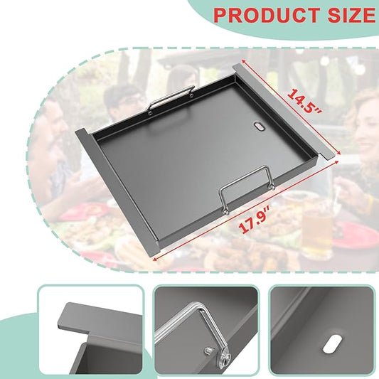 Half Size Griddle Insert for Blaze Grills 3, 4, 5 Burner Natural Gas Grill, Carbon Steel Flat Top Griddle Plate for Summerset Sizzler 32" & 40" and AOG 24'' T Series, RCS 32" Grill, 17.9''L x 14.5''W