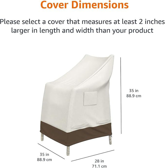 Amazon Basics Outdoor Patio High-Back Chair Cover, Beige/Tan, 35"x 28" (Pack of 8)