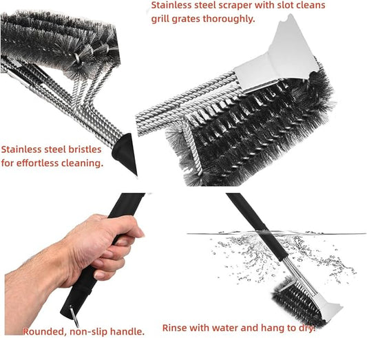 Grill Brush and Scraper,Stainless Steel Food-Grade Brush Head,Outdoor Grill Cleaning Brush Safe BBQ Grill Accessories Cleaner forGas/Charcoal Grilling Grates, Wizard Tool (3.1inch)