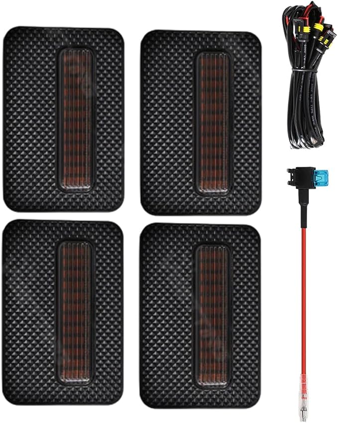4 LED Grille Lights with Wire Harness and Fuse, LED Front Grill Light, Compatible with Toyota Tacoma SR/SR5 2024-2026, 1 Set (Smoked Black Cover)