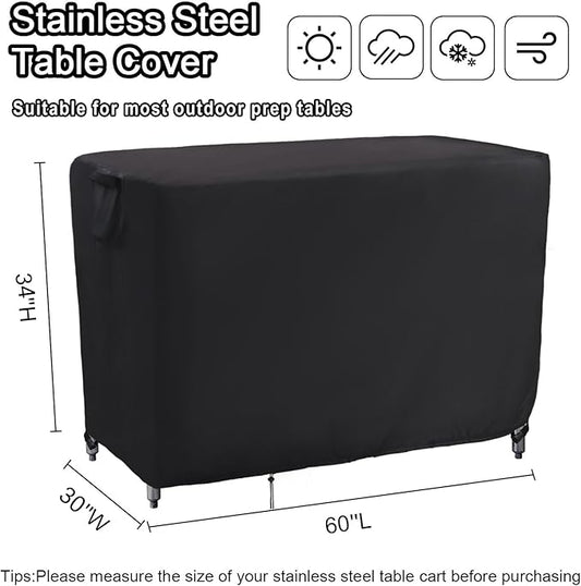 Kingling Outdoor Prep Table Covers, Waterproof Stainless Steel Table Cover Metal Table Cover Protection for Patio Kitchen Prep/Work Tables - 60''L x 30''W x 34''H
