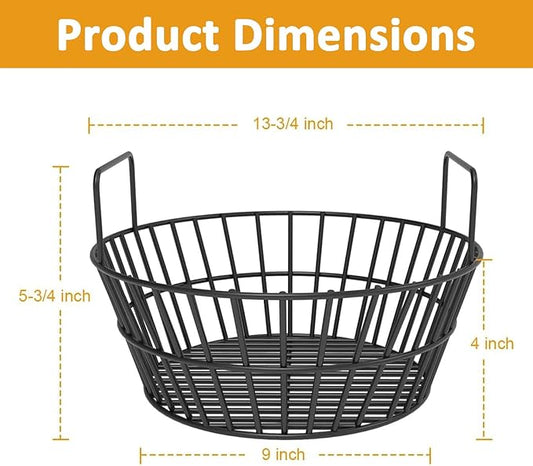Charcoal Ash Basket for Large Big Green Egg Grill, Heavy Duty Porcelain Steel Fire Basket also Fits Kamado Joe Classic, Compatible with Pit Boss, for Louisiana Grills, for Primo Kamado Grill, Fits Large Grill Dome