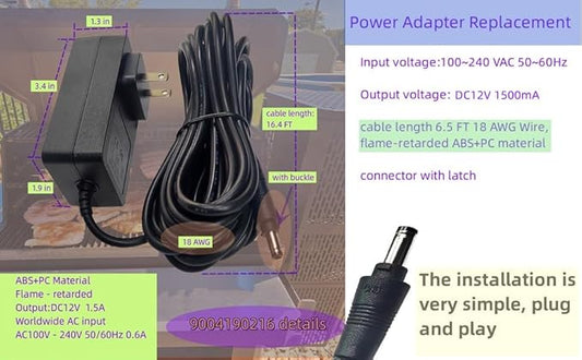 Power Adapter Replacement 9004190216 for Masterbuilt Gravity Series 560/800/1050 XL Digital Charcoal Grill and Smoker Combo, Gravity Power Supply with 16.4 feet Long Cord