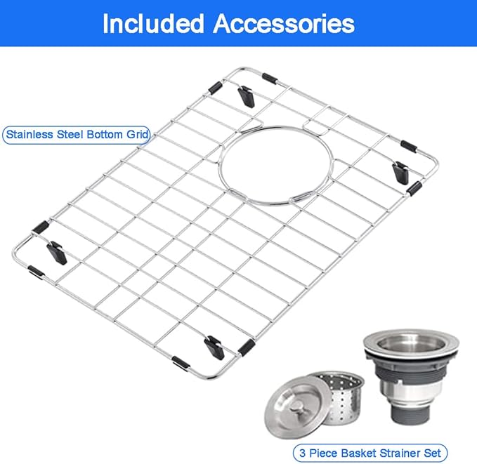 32 x 19 Inch Undermount Kitchen Bar Sink, Handmade Single Bowl 304 Stainless Steel Wet RV Sinks, Indoor and Outdoor Deep Kitchen Laundry Basin with Accessories