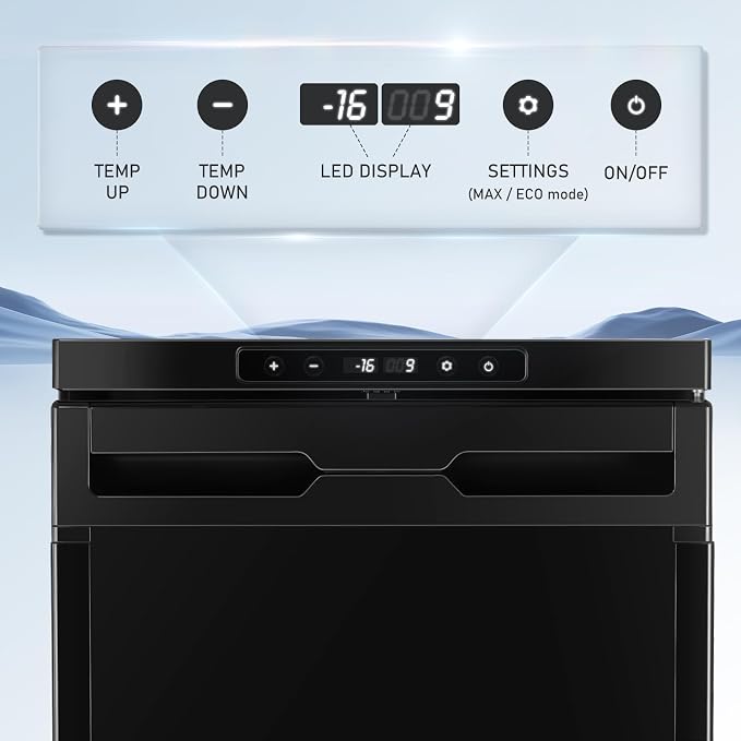 1.77 Cu.Ft Portable Refrigerator with True Freezer -4°F | 12V/24V DC & 110V AC, APP Control, Energy Star Certified, Compact Refrigerator for RV, Camper, Truck, Boat, Apartment