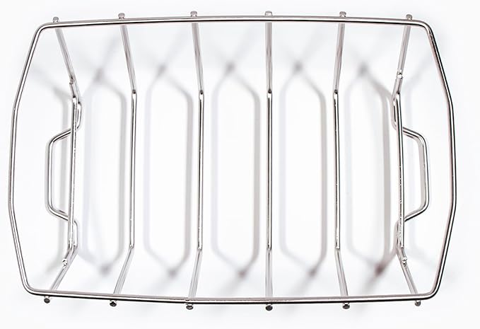 SnS Grills Rib 'N Roast Reversible Rack – 304 Stainless Steel, 2-in-1 Design Holds 5 Racks of Ribs or Large Roasts & Whole Chickens – Durable, Even Cooking, Enhanced Airflow, Maximizes BBQ Space