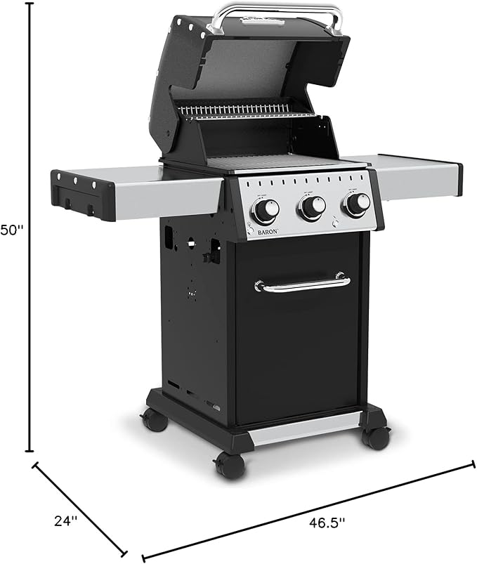 Broil King 874214 Baron 320 Pro, Liquid Propane (LP), Stainless Steel, Black