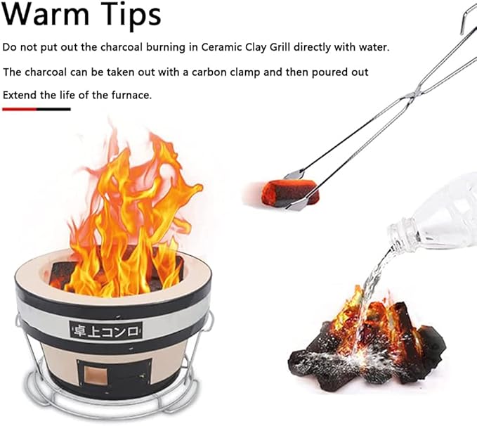 Japanese Barbecue Charcoal Grill, Table Top Portable Yakitori Stove Yakitori Grill BBQ Grill with Wire Mesh Grill for Camping Cooking Grill
