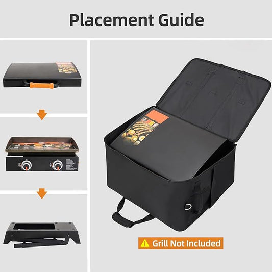 NOELIFE Carry Bag for Blackstone 22 inch Griddle & 17 inch Grill with Hood on Stand, Reinforced Hardware & Rip-Proof Heavy Duty Fabric, Outdoor Tabletop Grill Carrying Case, Black (Bag Only)