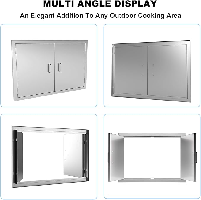 Outdoor Kitchen Door 36" W x 21" H-304 Stainless Steel Never Rust Cabinet Door-Double Layer-BBQ Access Doors-Weatherproof GrillDoor-Flush Mount BBQ Island Doors-MetalDoor for Outdoor Indoor Kitchen