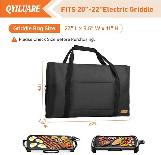 Heavy Duty 1680D Griddle Carry Bag Compatible with Presto 07061 22-inch Electric Griddle Plate,for Chefman XL Electric Plate 23" L x 3.5" W x 11" H