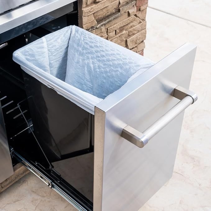 SPIRE Stainless Steel Built-in Roll-Out Trash Can, 10 Gallon Trash Bin, Perfect for Outdoor Island Kitchens, BBQs, Grilling & Cooking, 480-0002