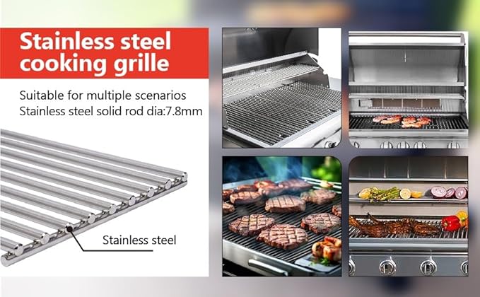 J&HYBBQ 4Pcs Stainless Steel Grill Grate 19 1/4 x 7.5 Inch, 7.8 mm Rod BBQ Grill Grate Compatible with Bull Angus, Brahma, Outlaw, Steer Premium, Lonestar Select, 7 Burner Premium, Lion Premium