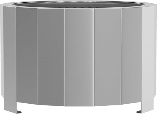 Merrick Lane Aries 27" Smokeless Firepit - Stainless Steel Finish - Wood Burning - Lightweight Portable Design - Waterproof Cover Included - No Assembly Required