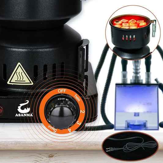 ETL Approved Charcoal Starter - Coal Burner Hot Plate Electric Stove Coconut Starter with Stainless Detachable Tongs, 4.9Ft Longer Cords, 650W Faster Heating for BBQ Kitchen etc.