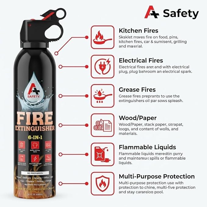 A+ Safety Aerosol Fire Extinguisher 2-Pack, Non-Toxic Water-Based Spray for Garage, RV, Boat, E-Bike Charging, Grill & Glovebox, Compact Backup to Your Home Extinguisher