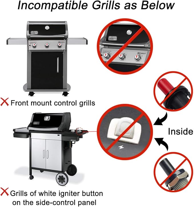 1819-51 & 1836-32 Universal Igniter Kit for Weber Genesis & Spirit Side-Control Grills 200 / 300 Series, 91360 67847 67726 Parts, E/S-210 310 320 Starter Kit, 2-Outlet Ignition Replacement 81315