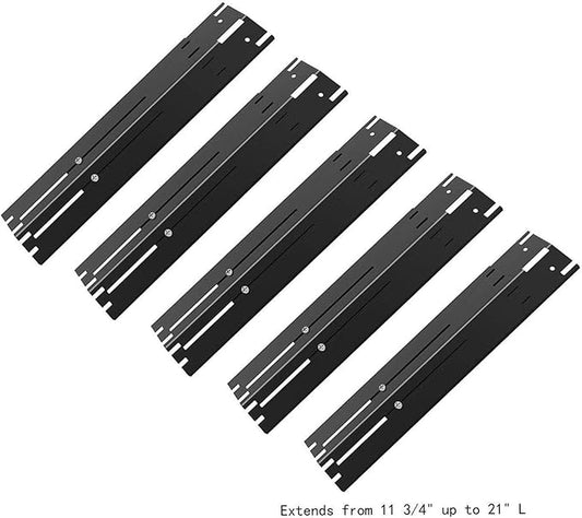 Universal Adjustable Grill Heat Plate Shield, Porcelain Steel Flavorizer Bar Replacement for Gas Grill, Heat Tent, Burner Cover, Flame Tamer for Gas Grill, Extends from 11.75" up to 21" L, 5 Pack