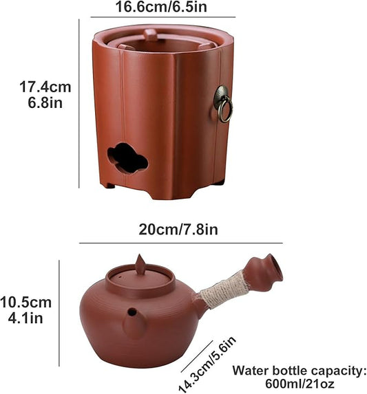 Red Clay Charcoal Stove Tea Set, Kung Fu Tea Stove, Outdoor Heating Stove, Clay Grilling Stove, Pottery Stove For Outdoor Cooking Picnic