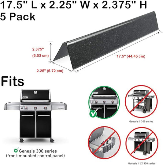 Uniflasy Grill Parts for Weber Genesis Flavorizer Bars for Genesis 300 Series, 17.5" Porcelain Steel for Weber Genesis Grill Parts Heat Plates, Replacement 7620 7621 for E310 E320 E330 S310 S320 S330
