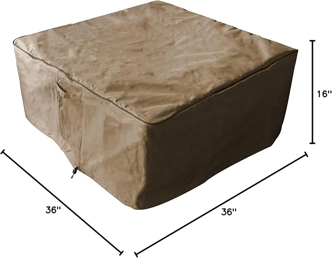 Elementi Manhattan 36' Concrete Natural Gas Outdoor Firepit Table, 22' Square Tempered Glass Wind Screen, and Stainless Steel 21' Firepit Table Cover, Natural Gas - Fire Pit/Table Cover/Wind Screen