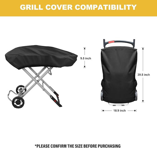 Grill Cover for Weber Traveler Portable Gas Grill 9010001, Outdoor Heavy Duty Waterproof Oxford Fabric Weather Resistant