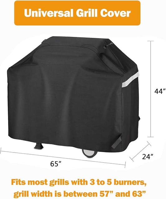 Utheer 65 Inch Barbecue Grill Cover, Heavy Duty Waterproof Charcoal Gas Grill Cover, Special Fade and UV Resistant Material, All Weather Protection, for Weber Char-Broil Nexgrill Brinkmann and More