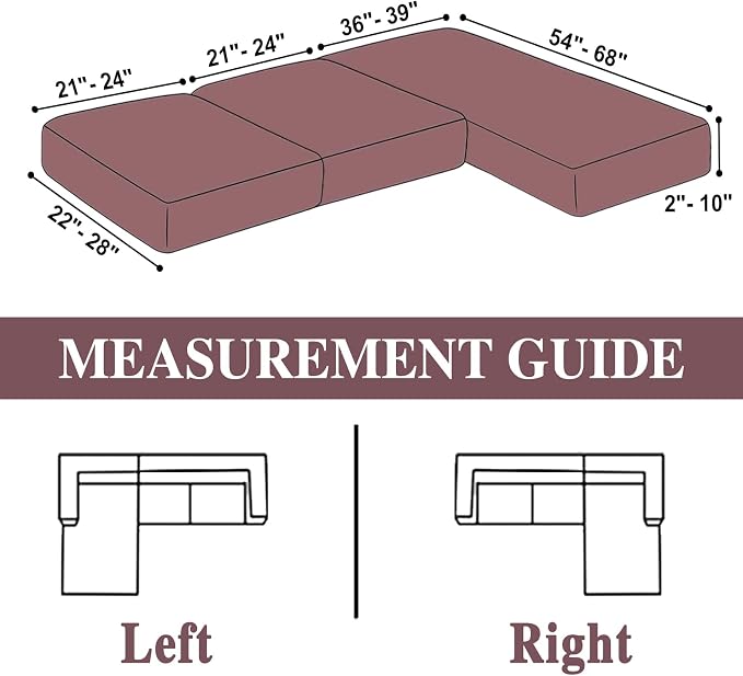LA MEACK Couch Cushion Covers for Sectional Sofa L Shape Washable Separate Seat Chaise Couch Cover Stretch Sofa Slipcovers with 2 Pcs Pillowcases(2 Seater + 1 Chaise, Burgundy)