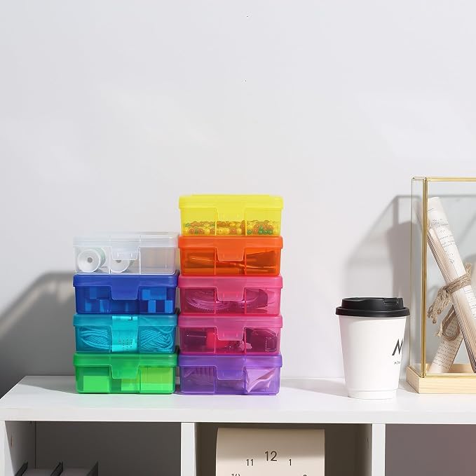 18 Pack Plastic Hobby Art Craft Organizer with Boxs | Transparent View,Stackable,Clear,Space-Saving,Durable,See Through,Plastic,,Dust Protection
