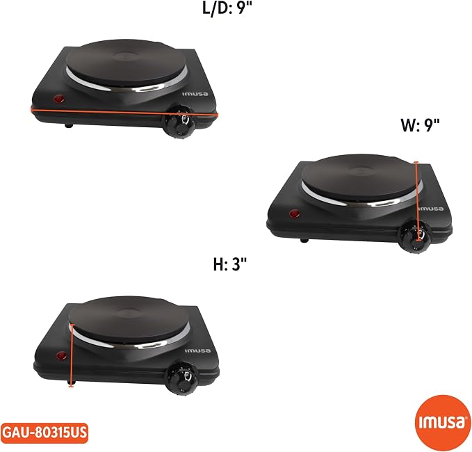 IMUSA Single Electric Hot Plate, Black (Pack of 3)