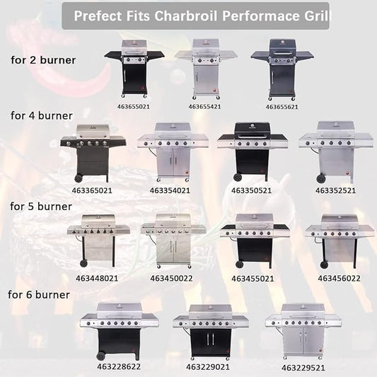 Grill Replacements for Charbroil Performance 463448021 463449021 463365021 5 Burner 463351021 463352521 4 Burner Gas Grill Igniter Stainless Steel Grill Burner Heat Plate Shield Crossover Tube