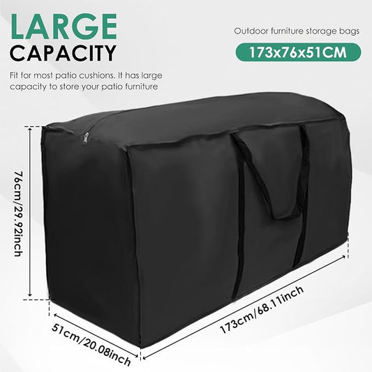 Patio Cushion Storage Bag,Extra Large Outdoor Cushion Storage Bag with Zipper and Handles Size 68" L x 30" W x 20" H for Furniture,Christmas Tree, Bedding Garden Cushion Storage(1Pack)