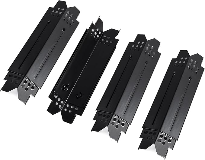 Universal Adjustable Heat Plate Shield, Burner Cover for Gas Grill Char-Broil G550-0006-W1, Replacement Parts for Expert Grill Flame Tamer, Nexgrill Heat Tent etc., 14" to 22" L, 4PCS, Porcelain Steel