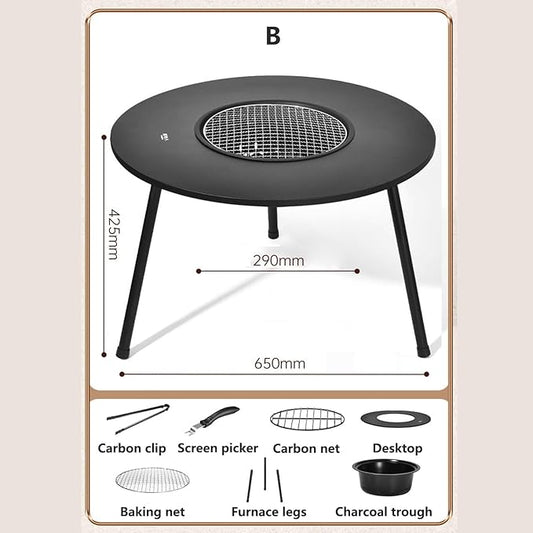 Outdoor Charcoal BBQ Grill Portable Charcoal Barbecue Grill with A Variety of Grilling Accessories Perfect for Outdoor Cooking & Grilling, BBQ, Patios with Carry Bag(B)