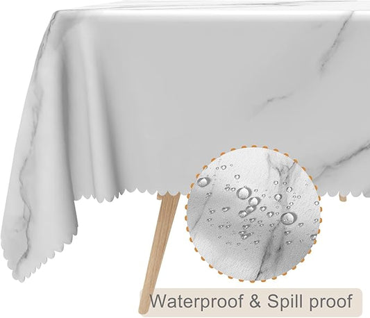 54x78inches Marble Rectangle Tablecloth Abstract Modern Grey and White Marble Texture Table Cloth Waterproof Polyester Table Cover for Dining Room Kitchen Home Decor Cafe Restaurant