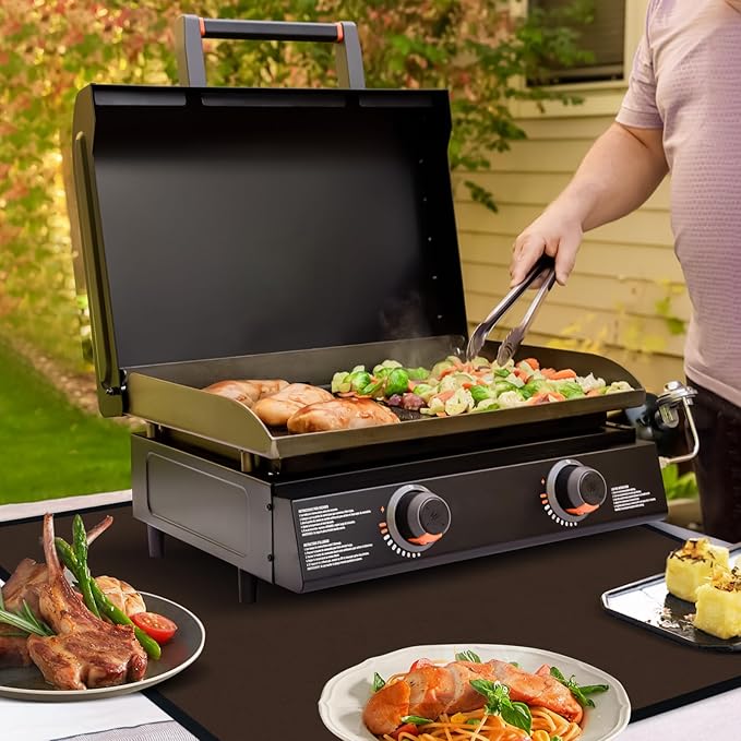 24 x 31in Fireproof Grill Mats for Outdoor Grill to Protect Your Grill Table - Heat Resistant Grill Table Mat - Waterproof & Oilproof BBQ Mat - Brown(1mm)