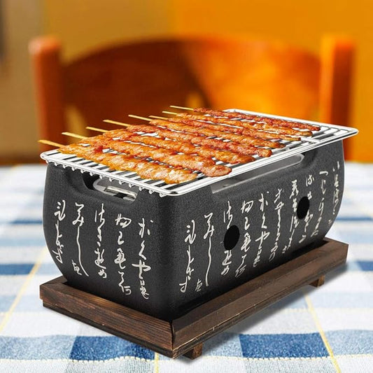 Japanese Yakiniku Grill, Portable Barbecue Stove Heat-Resistant Japanese Food Charcoal Stove, Independent Carbon Trough, for Household, Yakiniku, Robata, Yakitori, Takoyaki and BBQ