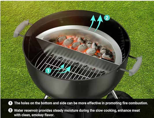onlyfire Charcoal Basket, Grill Basket with Water Reservoir, Stainless Steel Coal Briquet Holder for Weber 22/26 Inch Kettle Grills and Other Similar Charcoal Grills