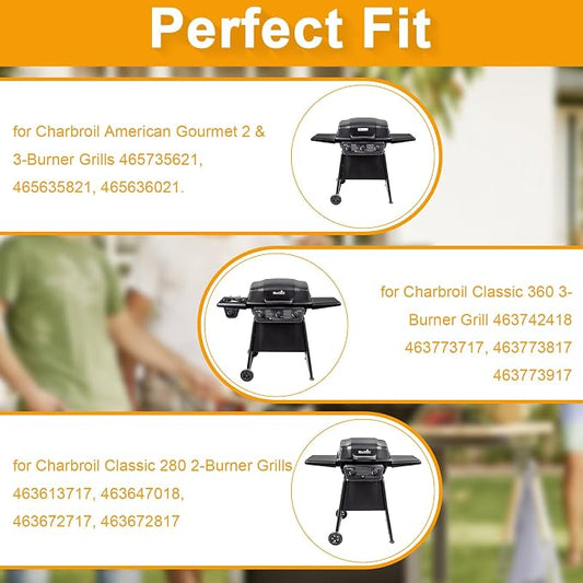 BBQ-PLUS Grill Replacement Parts for Char-Broil Classic 360 3-Burner 463773717 Gas Grill G320-0200-W1A Grill Burner G215-0203-W1 Heat Tent Stainless Steel Cooking Grate Adjustable Crossover Tube