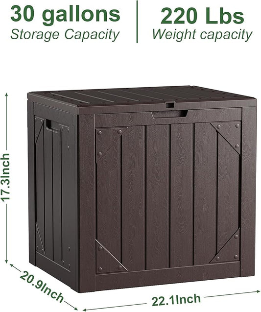 Outdoor Storage Box 35GAL Waterproof Resin Deck Box,Pool Accessories Supplies,UV-Resistant Lockable Package Delivery Bin for Garden Tools,Large Patio Outside Cushions,Chest,Furniture,Grey