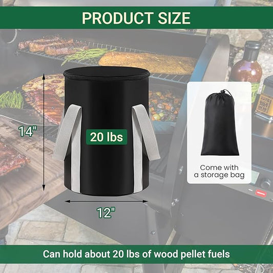 20 lb Wood Pellet Storage Bag, Waterproof Pellet Storage Container for Grill & Smoker, Keep Pellets Dry, Portable Outdoor BBQ Fuel Storage (1 PCS, 20 lbs)