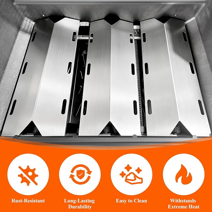 Hisencn Grill Replacement Parts for Charmglow 720-0230 | Stainless Steel Grill Burner, Heat Plates, Tent Shield for Charmglow 720-0036-HD-05 Gas Grill, Nexgrill 720-0016, 720-0036