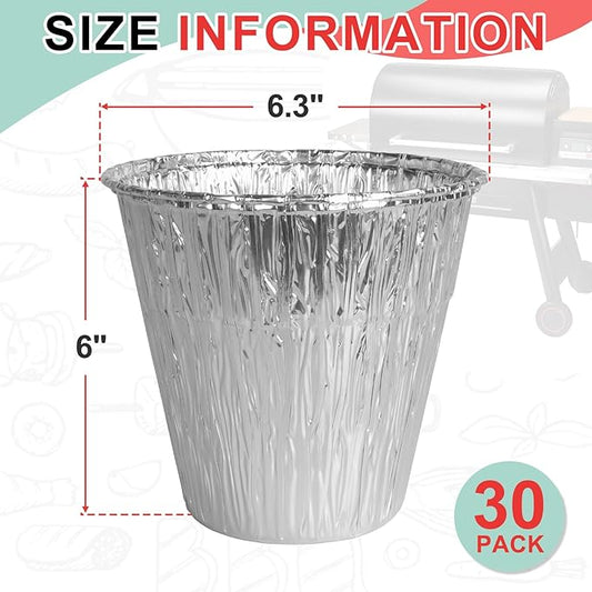 30 Packs BAC608 Grease Bucket Liner for Traeger Timberline and Timberline XL Pellet Grills, Traeger Lronwood, Lronwood XL Disposable Grill Liner, Traeger Flatrock Accessories Drip Tray Liners