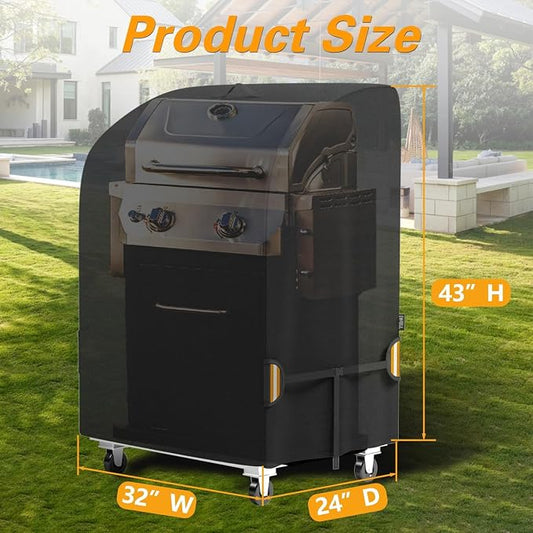 EVRBUL 32 in Small BBQ Grill Cover, 32" W x 24" D x 43" H Heavy Duty 420D Waterproof 2 Burner Gas Grill Cover for Weber Char-Broil Nexgrill and More Grills with Collapsed Side Tables